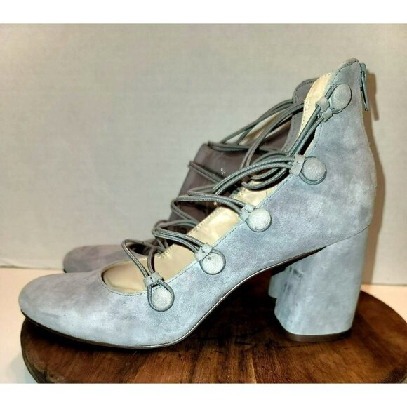 Nine West Kaede Suede Strappy Block Pumps - Picture 5 of 15